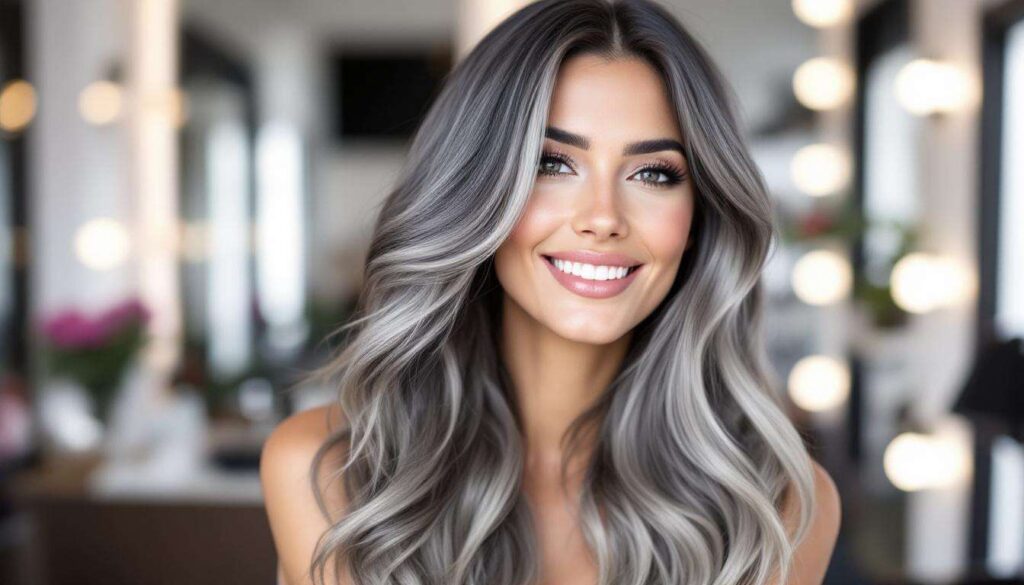 Ik probeerde omgekeerd balayage op mijn grijze haar, het resultaat is verrassend luxueus