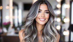 Ik probeerde omgekeerd balayage op mijn grijze haar, het resultaat is verrassend luxueus